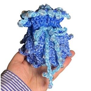 Dice Bag Medium Dragon Scale Beaded Ren Faire Fantasy Dungeons Dragons RPG Blue